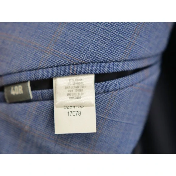 Bonobos Blazer Mens 40R Blue Plaid Wool Slim Fit Two Button Sport Coat Jacket - Picture 10 of 12